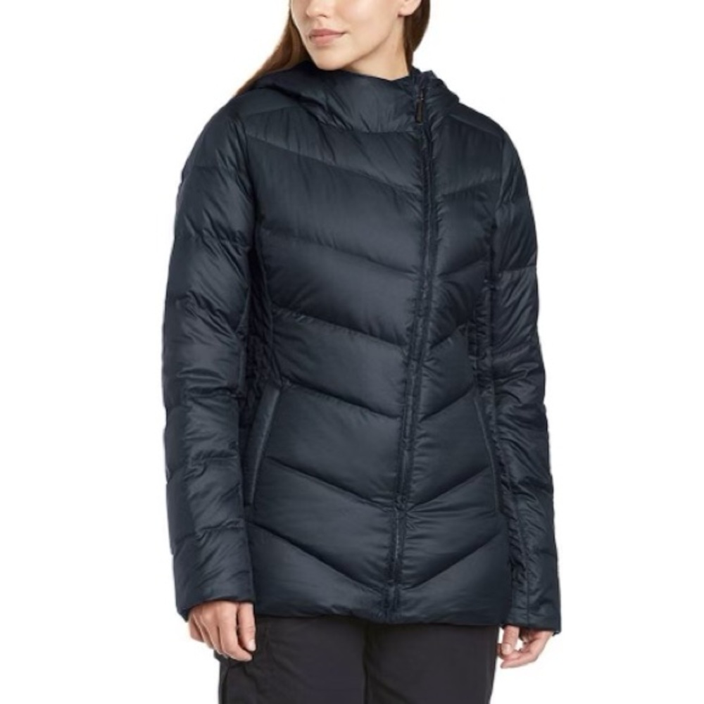 Marmot Gray Puffer Jacket with Chevron Quilting and High Collar sz Small 2xHP!